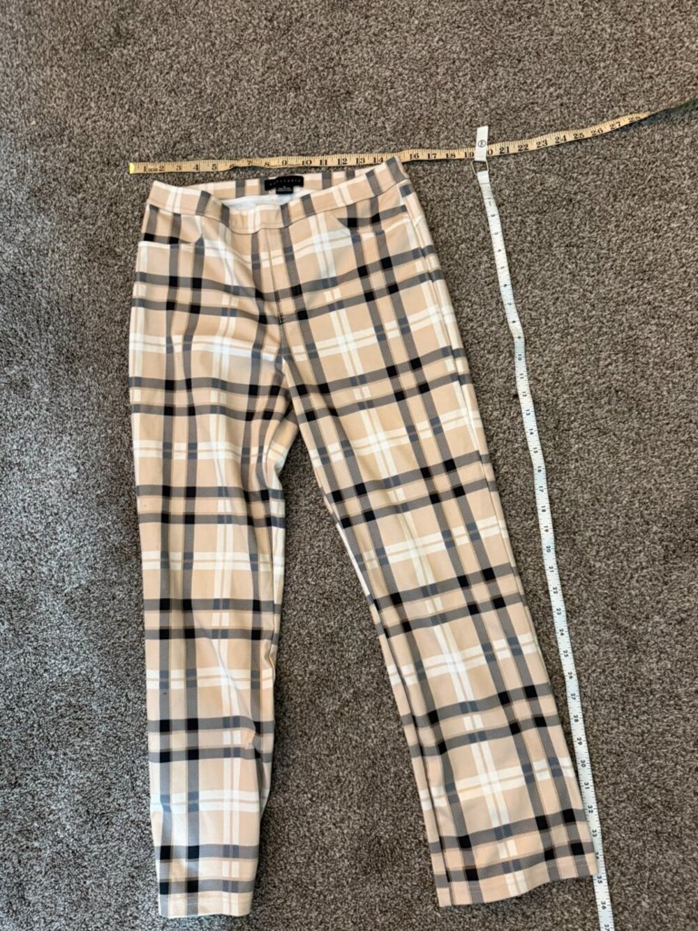 Sanctuary Plaid Pull On Pants Tan Black Size M